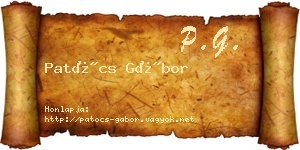 Patócs Gábor névjegykártya